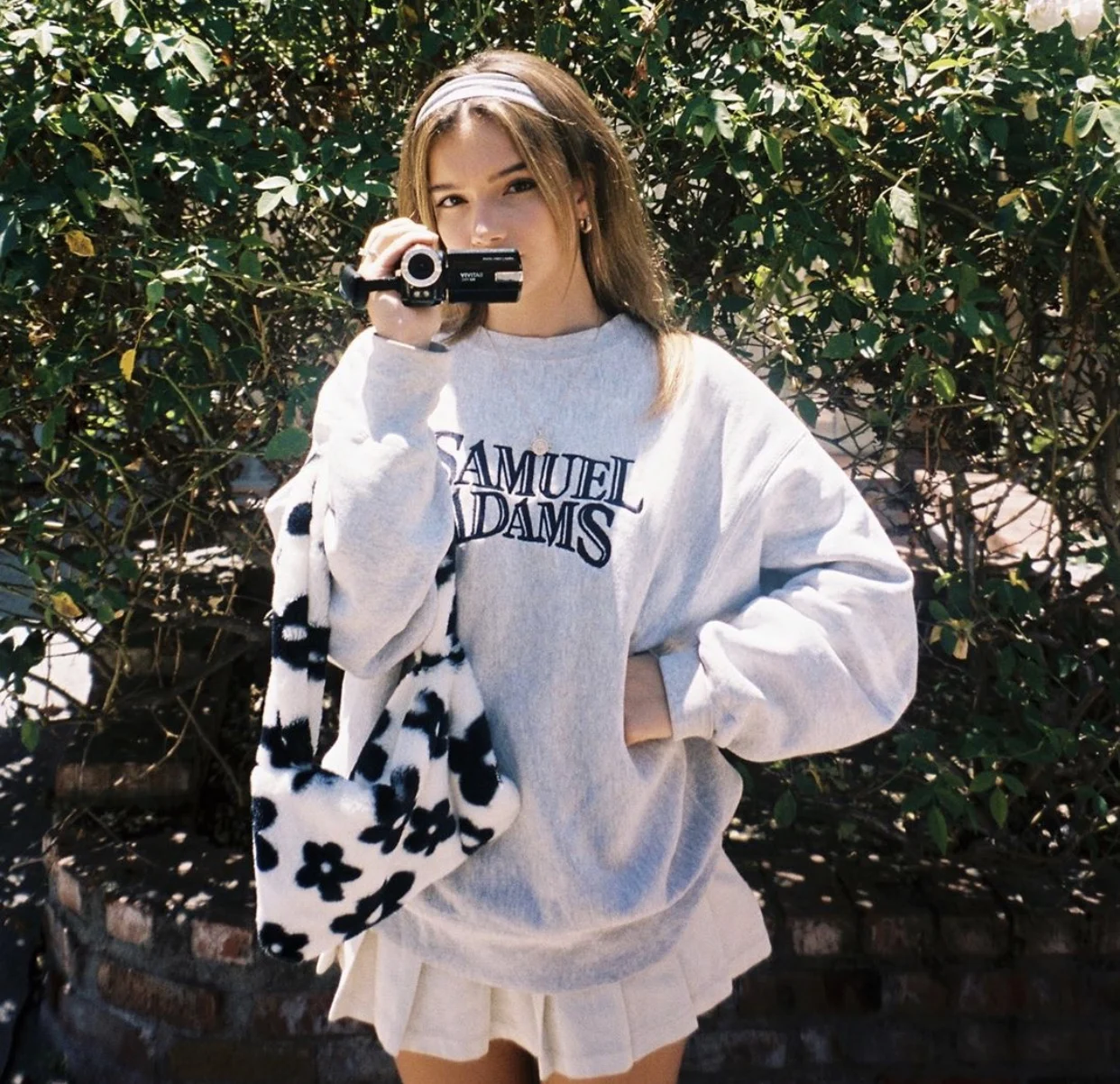 

Sweet Flower Faux Fur Women's Shoulder Bag Fashion Soft Plush Hand Bags for Women 2020 Cute Flower Printing Purse Underarm Bag