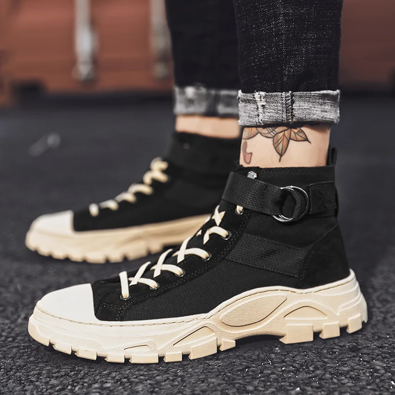 Стильные модные мужские ботильоны повседневная парусиновая обувь кроссовки с