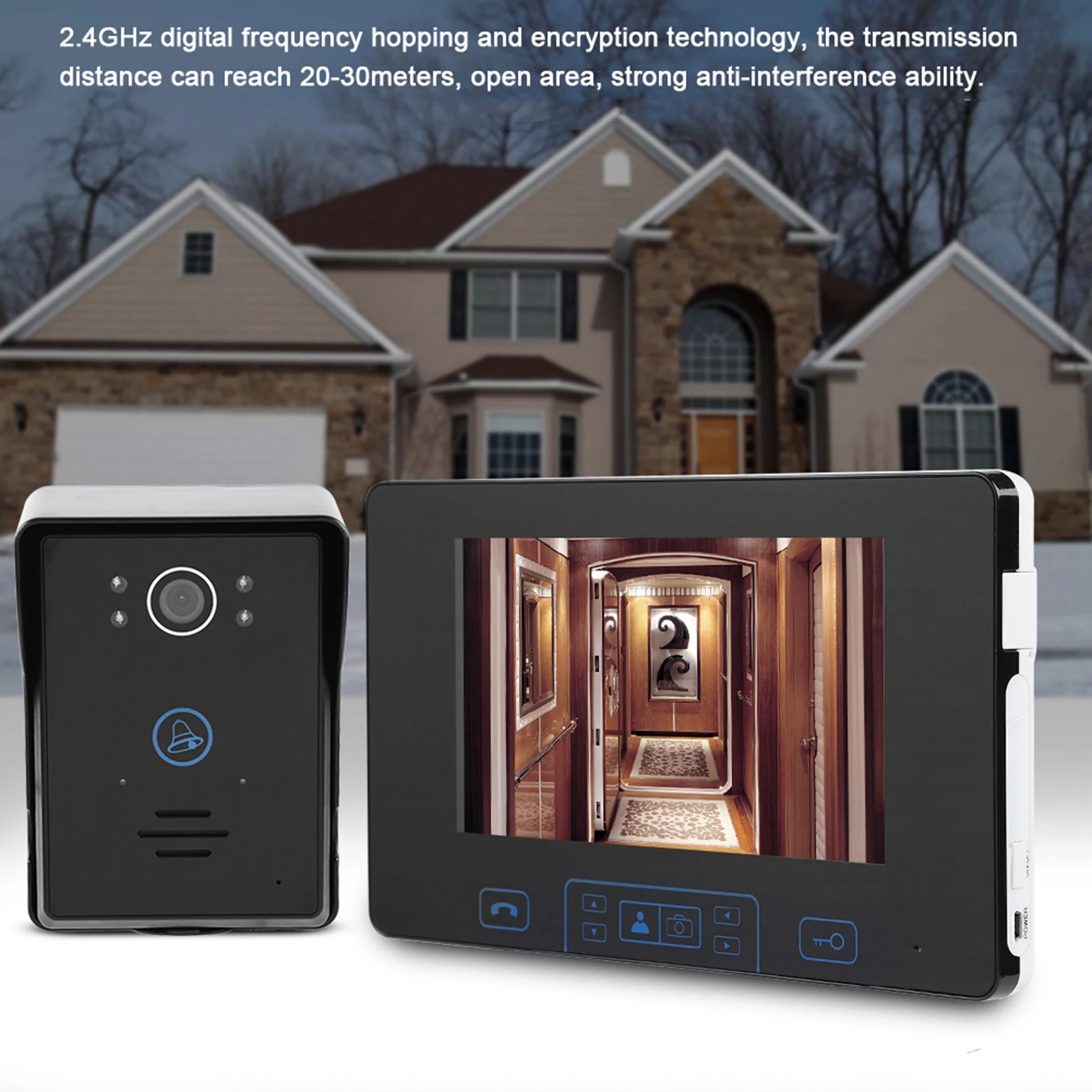 7 дюймов беспроводная камера отпечатков пальцев видео дверной звонок Интерком