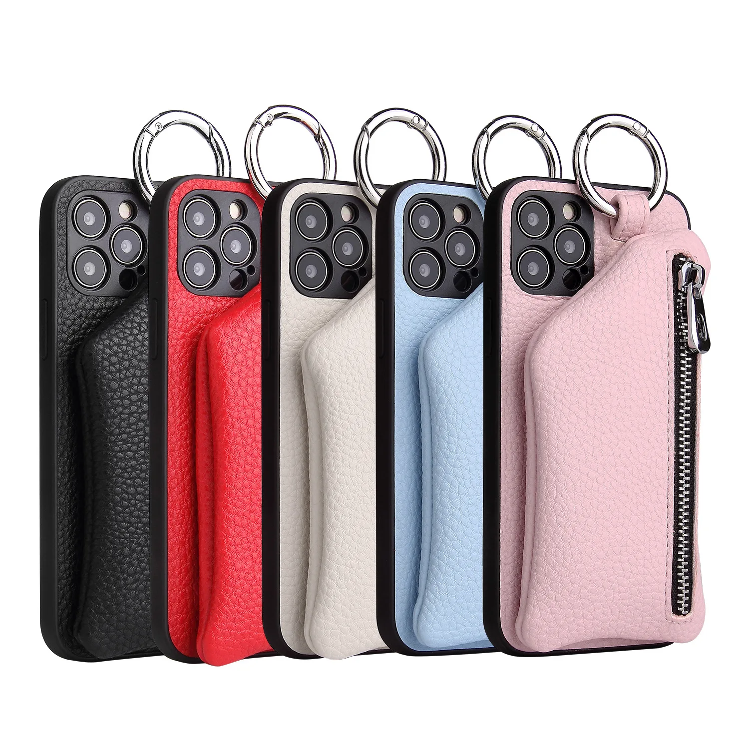 

Leather Back Phone Case For iphone12promax/11/XR/mini/XS Zipper Back Cover Lanyard coin purse tide brand leather case new