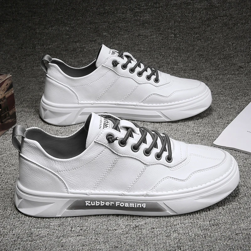 

New Fashion Men's Casual Sneakers Skateboarding Shoes PU Flats Shoes Students Outdoor Sneakers Street Shoes Lace Walking Shoes