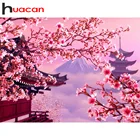 Алмазная живопись Huacan с цветами вишни 5D, для творчества, вышивка, мозаика, гора Fuji, пейзаж, ручная работа