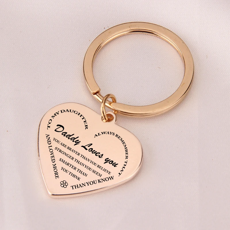 Dad to Daughter Gift Keychain Engraved Always Remember that Daddy Love You and Loved More than Know Keyring Charm Bag Tag | Украшения и