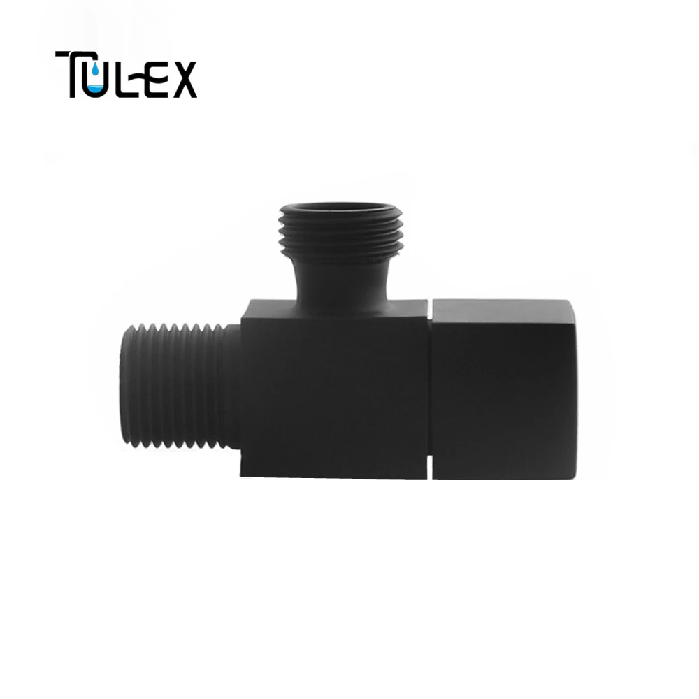 TULEX черный запорный клапан Кран угловой клапан латунный переключающий туалетный клапан насадка для душа соединитель твердая латунь Attachement на кран