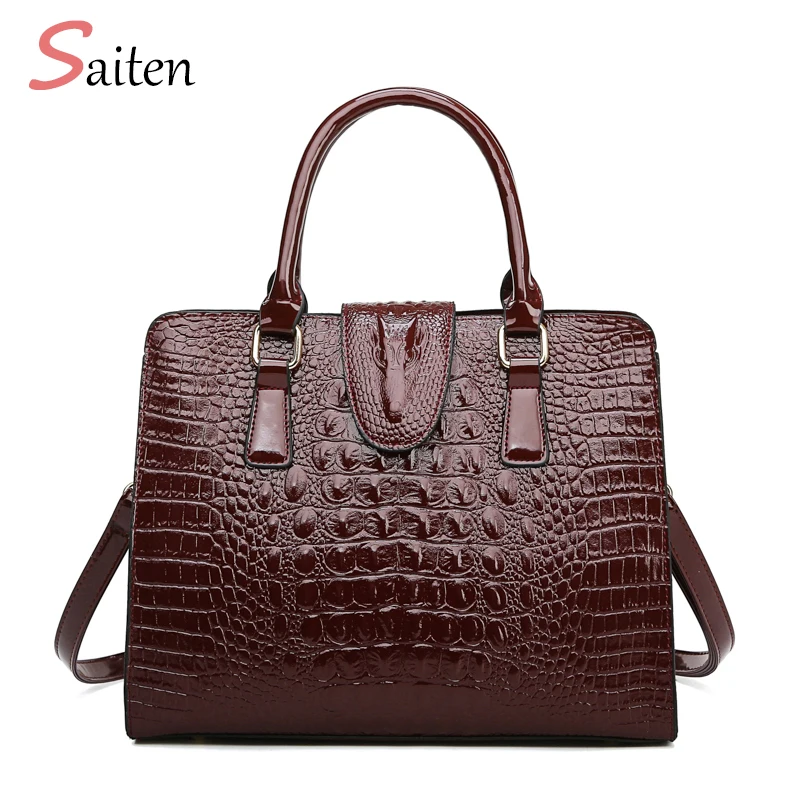 Женские кожаные сумки в стиле ретро европейском и американском с крокодиловым