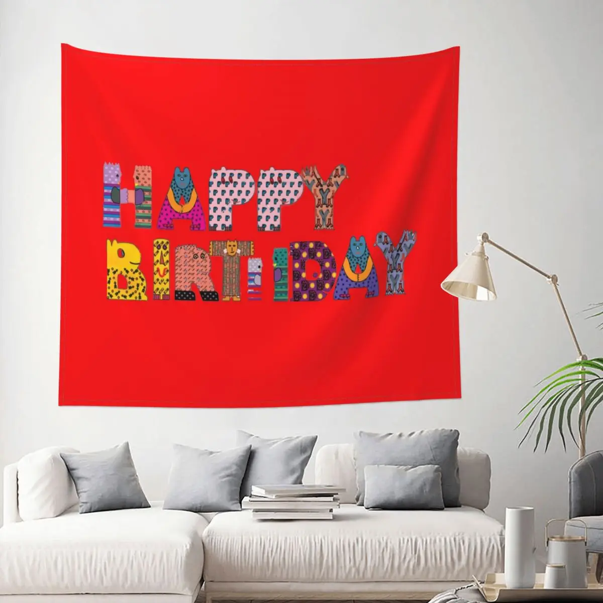 

Funny Cute Happy Birthday Animal And Bird Letters Tapestry Decoration Wall Room Home Decor Hanging Bedroom Kawaii Aesthetic