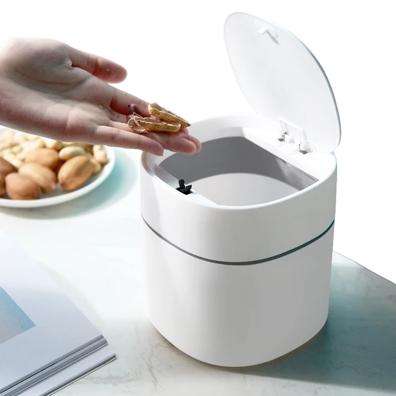 

Настольная многофункциональная мини-корзина для мусора, ведро для домашнего и автомобильного хранения, аксессуары с крышкой, мусорный бак ...