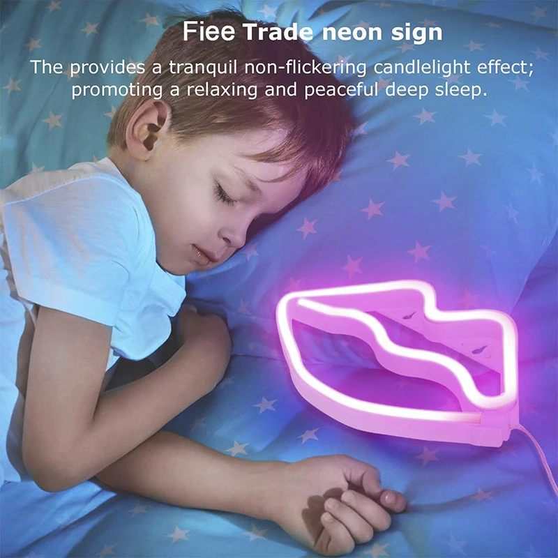 Розовые неоновые вывески в форме губ светодиодные безопасные настенные