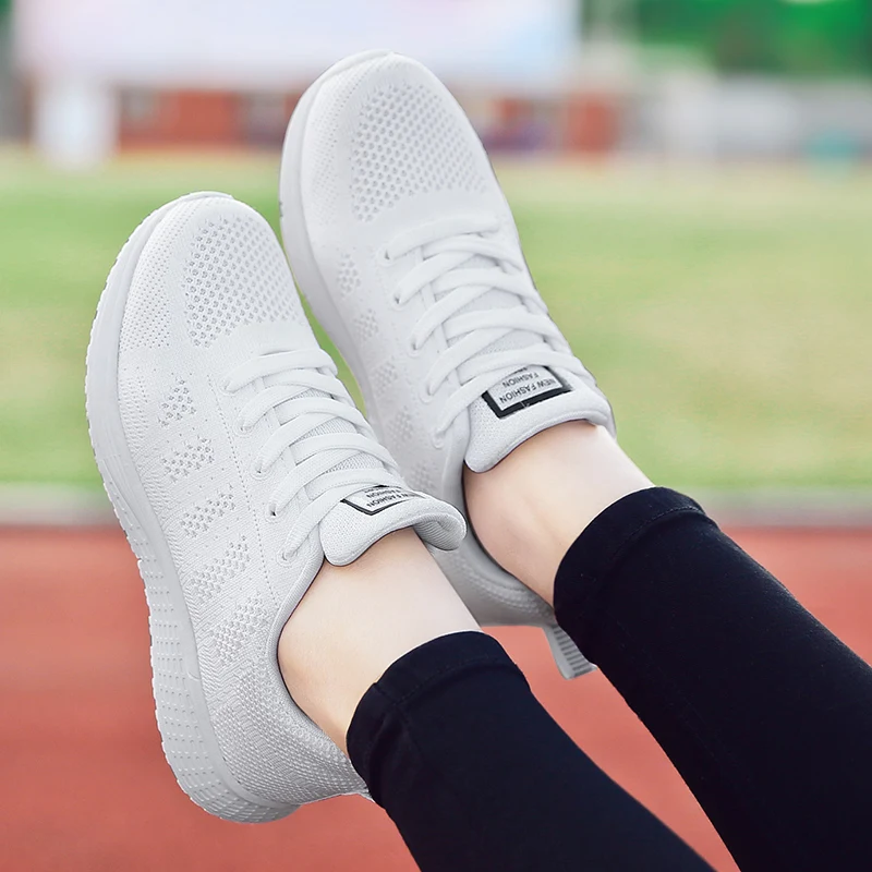 Light Female Sneakers Women Running Shoes Lace-Up Breathable Mesh Casual Sport Walking Shoe Black Ladies Summer Zapatillas Mujer