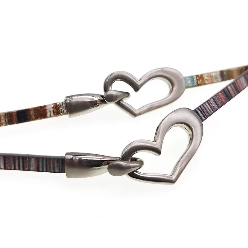 D & Новый леопардовый персиковый сердце любовь кожаный браслет для женщин модный