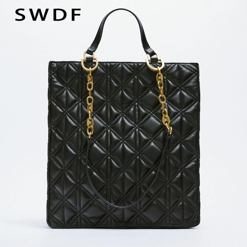 

Новая дизайнерская брендовая повседневная женская сумка-тоут из искусственной кожи, стеганая сумка с клапаном, модная женская сумка через ...