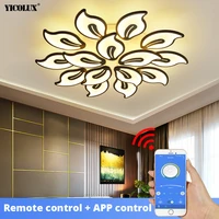 black white new modern led chandelier lights with remote bedroom dining living room iron aluminum acrylic lamps indoor lighting