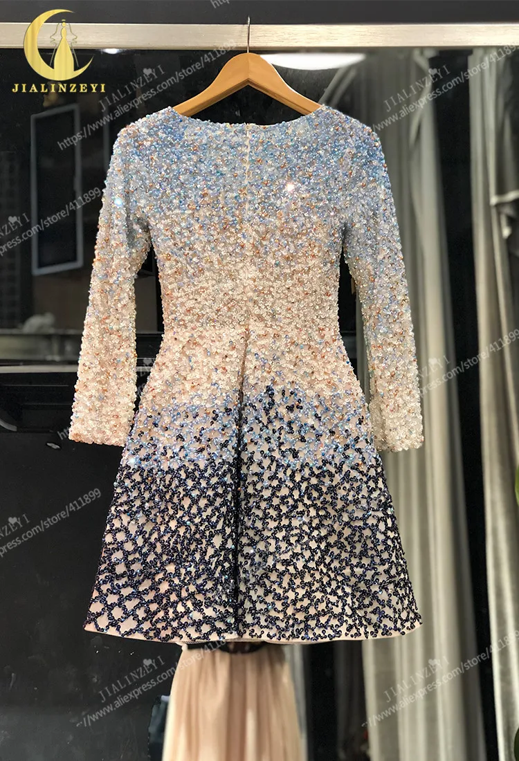 Рейн реальные фотографии Elie Saab V образным вырезом одежда с длинным рукавом бусины