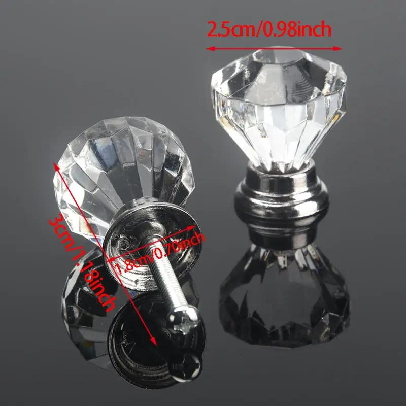 

12Pcs/set 30mm Diamond Shape Design Clear Acrylic Knobs Cupboard Drawer Pull Kitchen Cabinet Door Wardrobe Handles Hardware