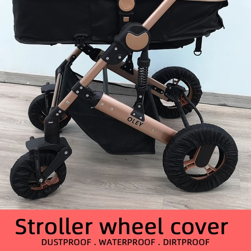 

900C 2Pcs Baby Stroller Wheel Cover Dustproof Wheelchair Tire Protector Infant Pushchair Pram Wheel Anti-Dirty Case