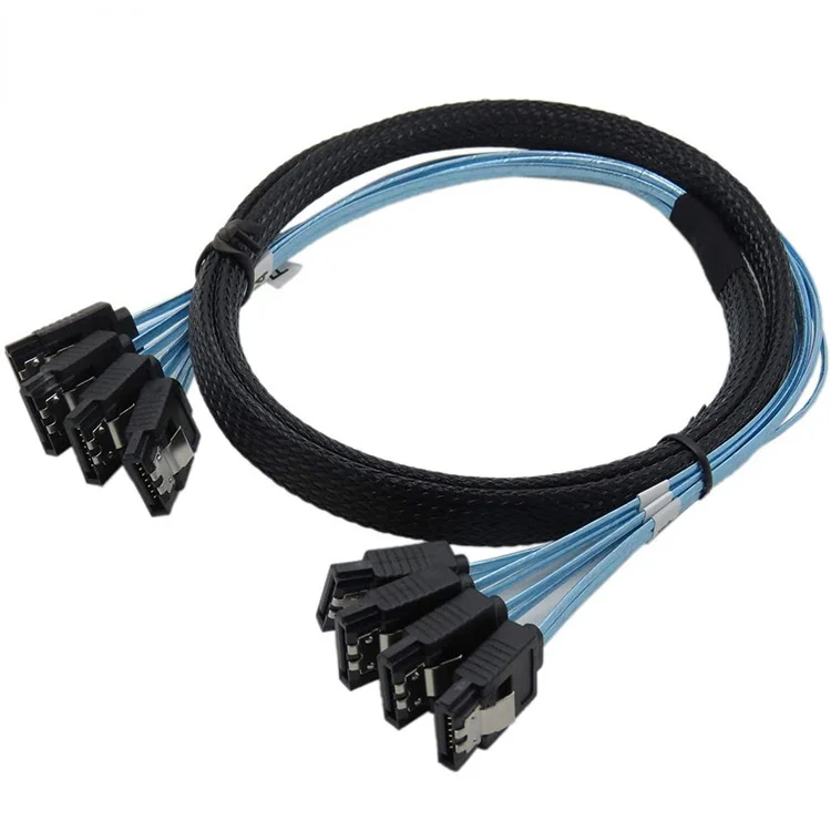 

Mini SAS Data Cable 4sata To 4sata 3.0 7p Computer Case Hard Disk Cable with Braided Mesh