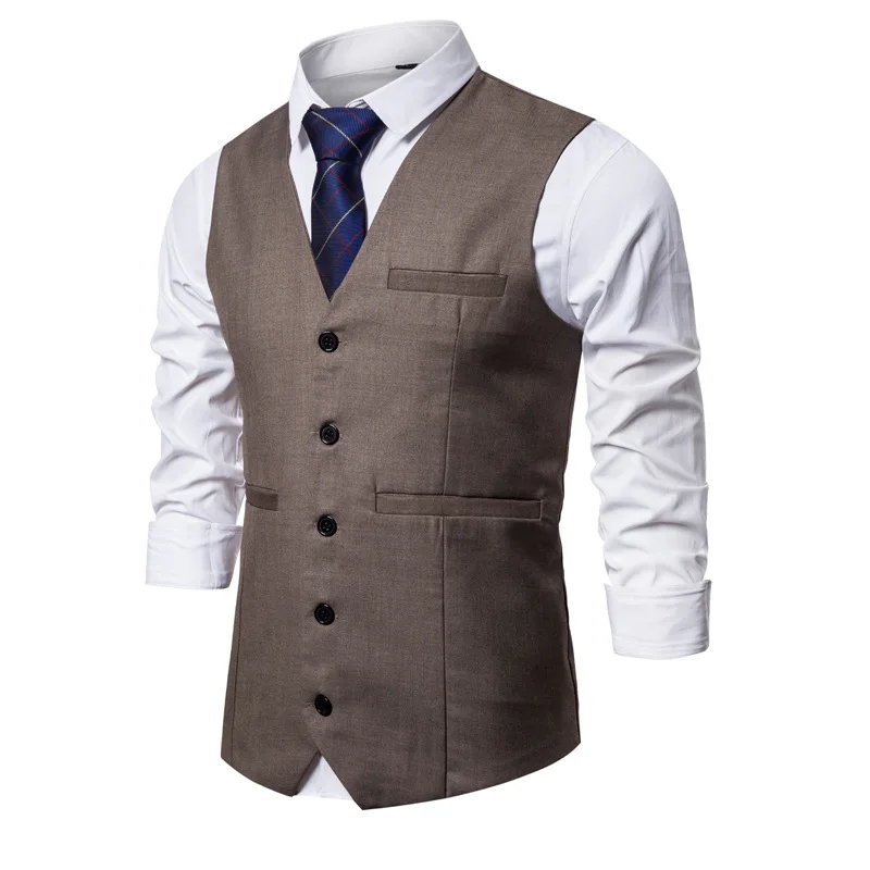 LUCLESAM Men Casual Suit Vest V Neck Single Breasted Slim Fit Wedding Waistcoat Formal Multicolor Vest for Men gilet uomo