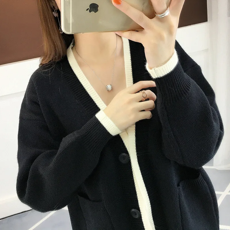 

2020 Autumn New Women's Sweater Cardigan Loose Long Sleeve Single Breasted Knit Sweater Female Casual Harajuku Jacket Top M68