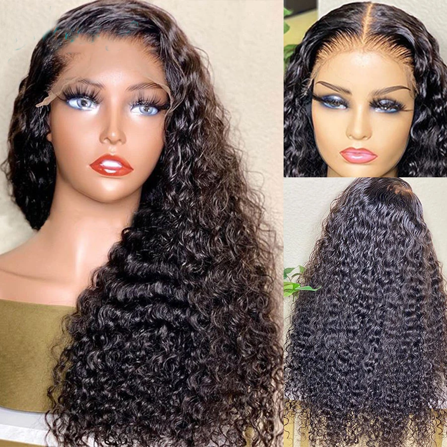 

26 Inch Long Kinky Curly 180%Density Synthetic Lace Front Wig for Black Woman Babyhair Preplucked Glueless Heat Resistant Daily