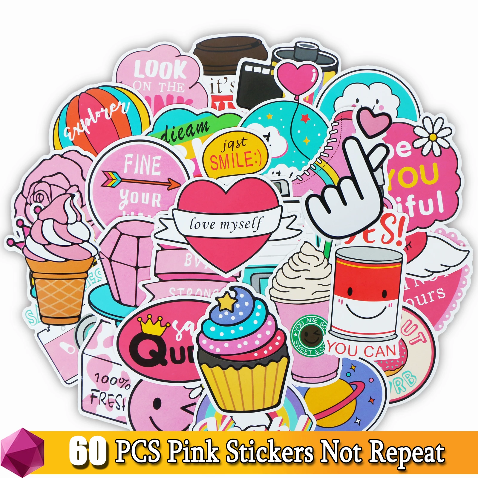 60 шт мультфильм Розовый Стиль Девушка Граффити наклейки для ноутбука мото