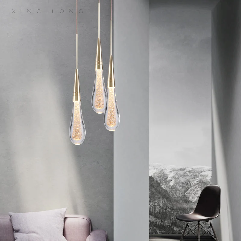 Стеклянные подвесные светильники в форме капли лампа для спальни прикроватная