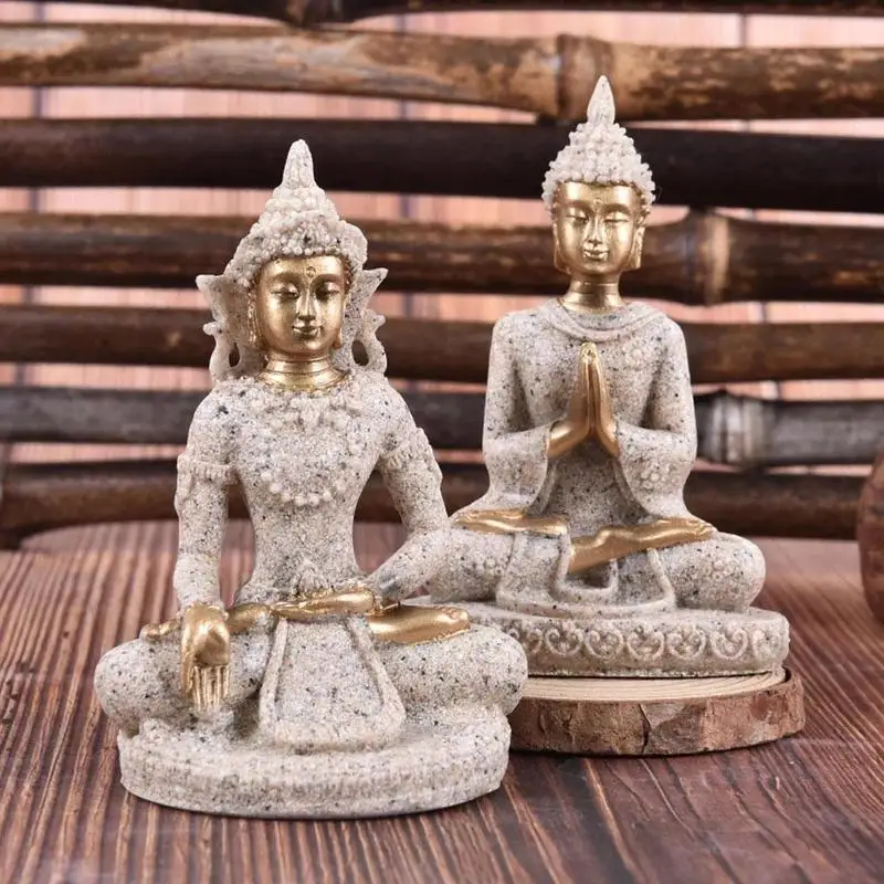 

1pc The Hue Sandstone Meditation Buddha Statue Sculpture Handmade Miniatures Statue Ornament Figurine decoration Meditation L5B0