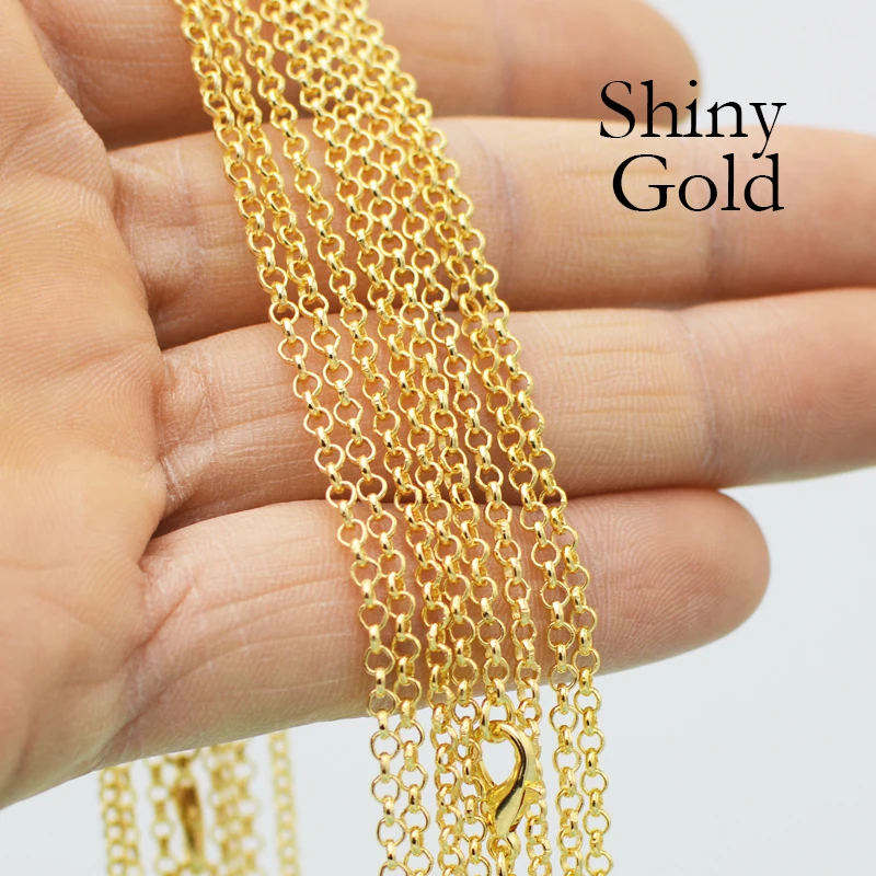 50 шт.-18 24 30 дюймов антикварные медные ожерелья Rolo ожерелье цепь золотые