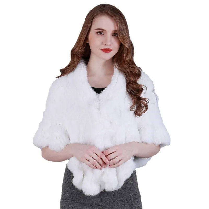 FXFURS меховая накидка ручной работы, Вязаная Шаль из кроличьего меха, накидка из натурального кроличьего меха, накидка для невесты, меховая накидка для женщин