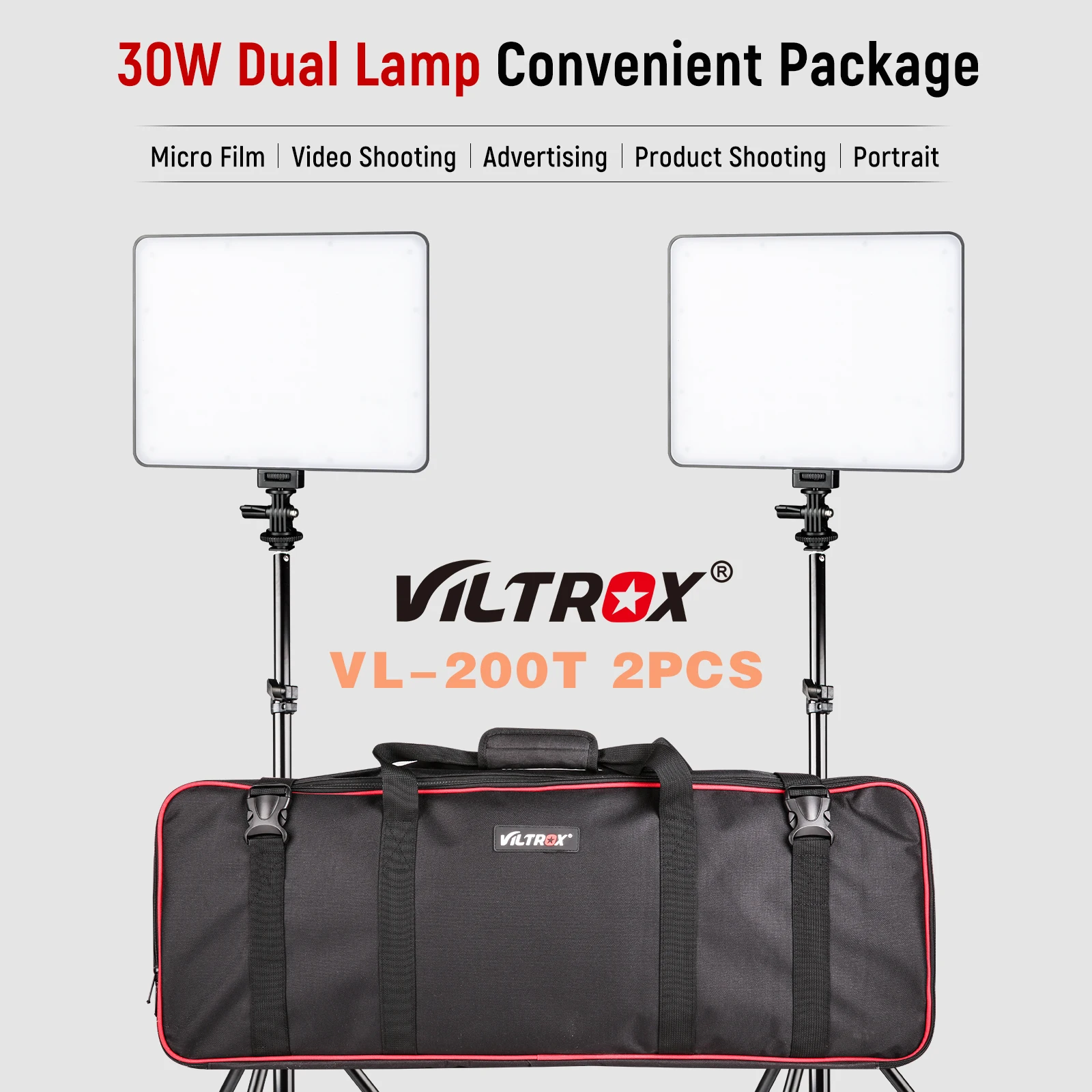

VILTROX 2pcs LED Video Light kit with Light Stand and Wireless Remote, Bi-color Dimmable for Photography Video Portrait Kit+75"