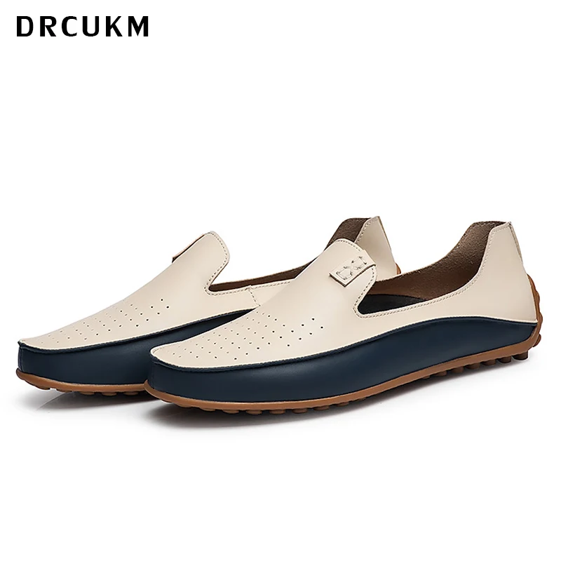 

DRCUKM Men's Super Light Loafers Ankle Strap Comfortable Boat Summer Platform Driving Shoes Beige Mens Sneakers Casual Hombre