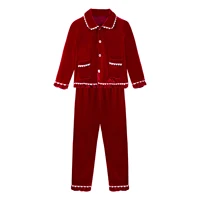 2021 winter velvet toddler kids sleepwear suit christmas baby girls pajamas set long sleeves lace adorned tops pants 9m 6t
