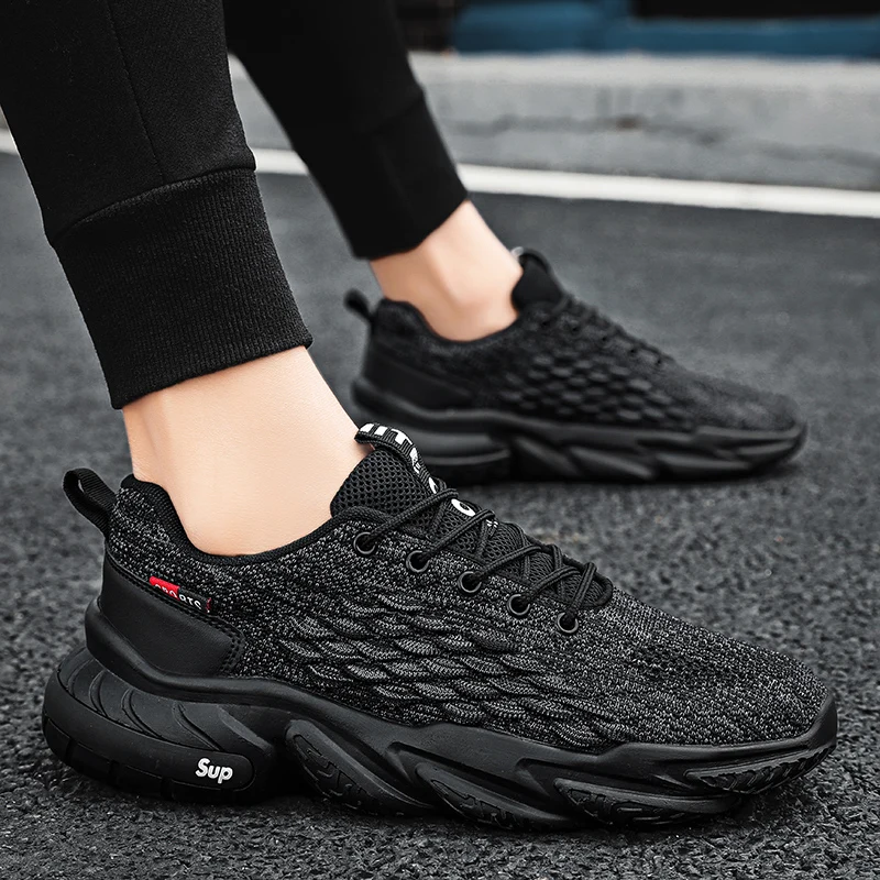 

Men's shoes summer sports mesh fly woven running thick bottom increase all-match tide shoes non-slip breathable casual shoes