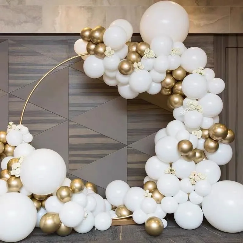 

126 Pieces/Set of White Gold Theme Balloon Chain Set Birthday Party Proposal and Confession Scene Arrangement Balloon Decoration