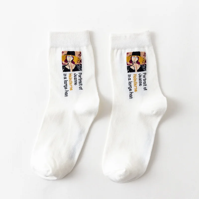 

NEW Van Gogh Painting Funny Casual Women Cotton Socks Vintage Abstract Art Summer Painting Patterned Sock for Women Ankle Solid