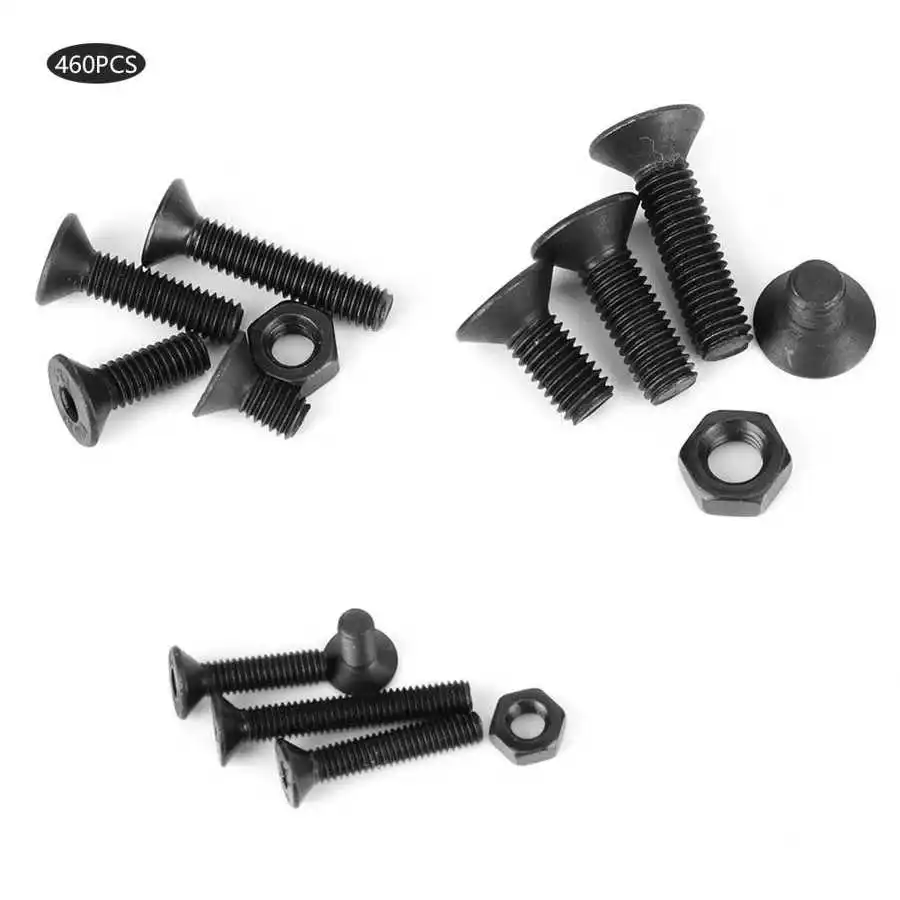 

Flat head screw 460Pcs Hex Socket Screw Set Black Flat Head Nut Carbon Steel Combination Boxed M3 M4 M5 tornillos cabeza