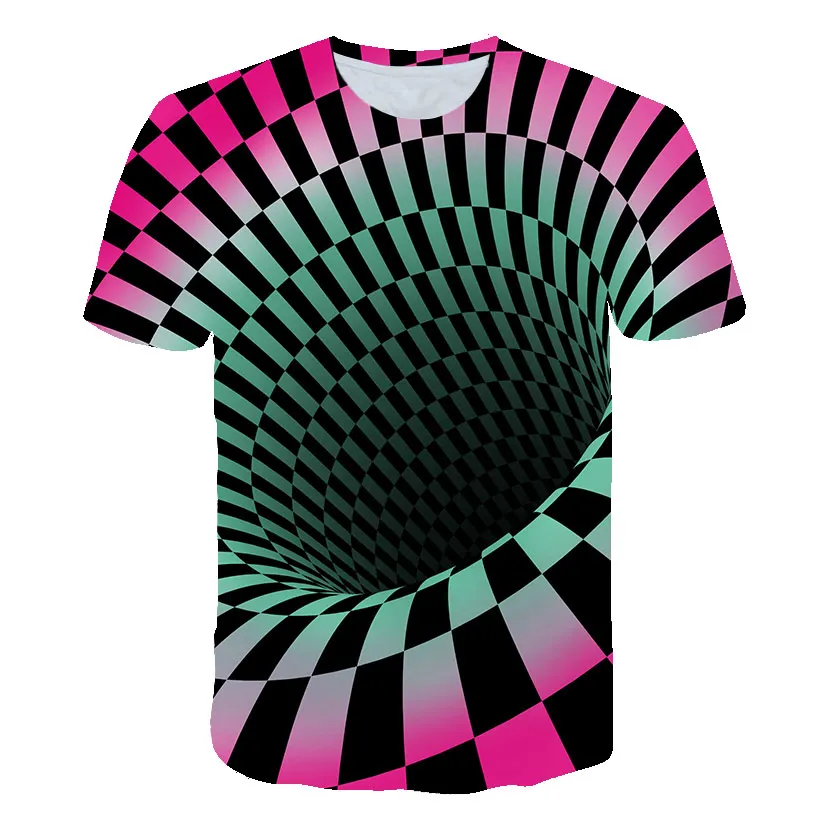 Модная футболка с 3D принтом для мужчин и женщин Цвет черный белый гипнотическая