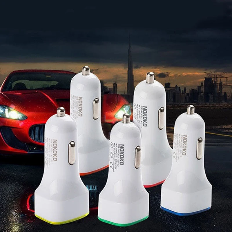 Мини USB 2 порта автомобильное зарядное устройство адаптер 2.1A с светильник дисплей Универсальный двойной USB телефон автомобильное зарядное устройство