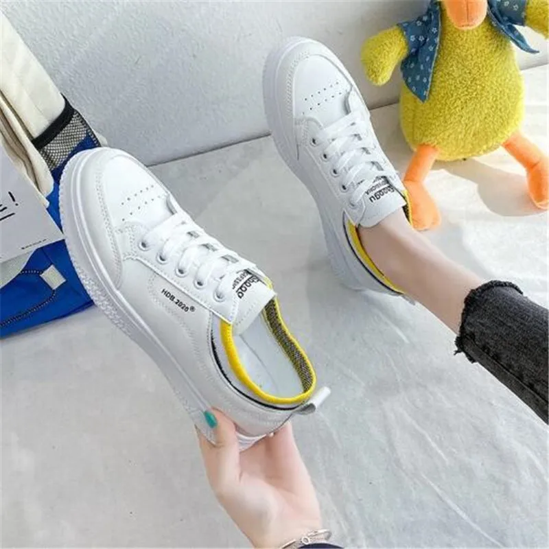 

New women's sneakers fashion leather flat bottom lace-up light and comfortable non-slip casual shoes women women shoes