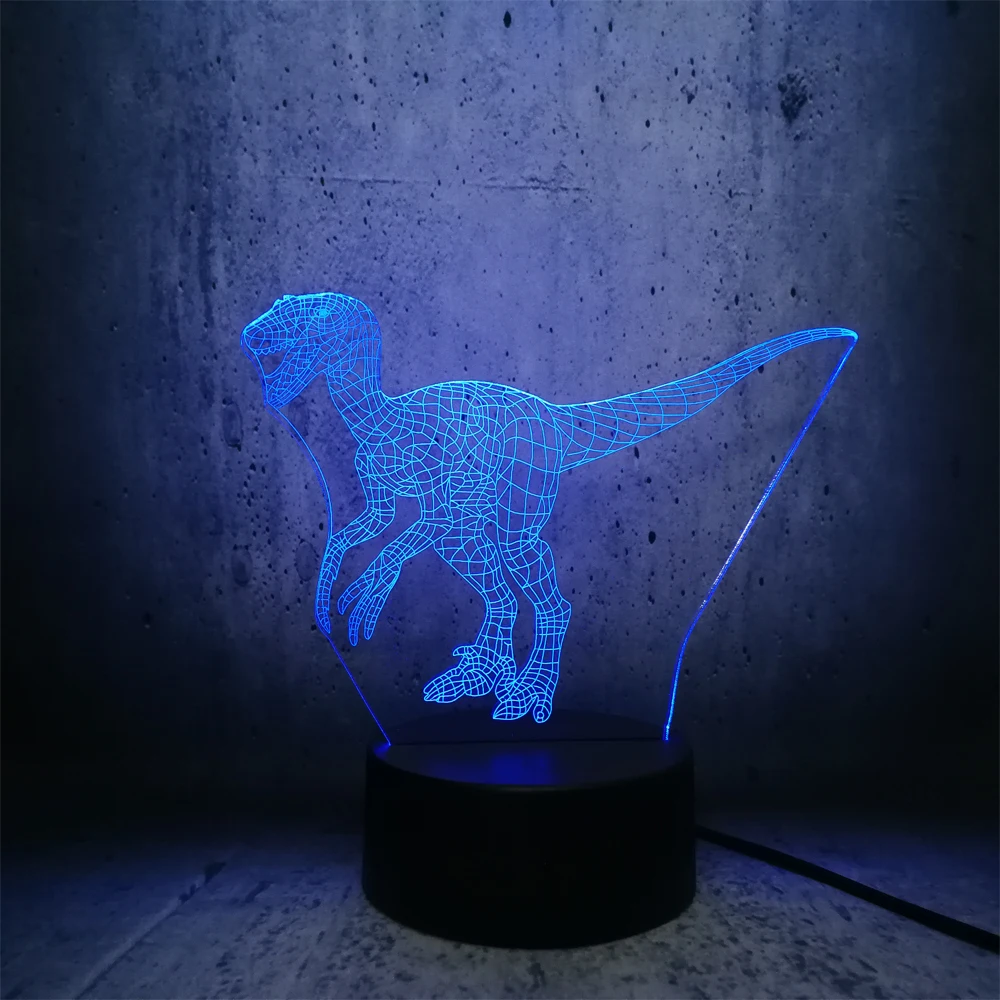 Динозавра в натуральную величину Велоцираптор хвост вверх 3D светодиодный