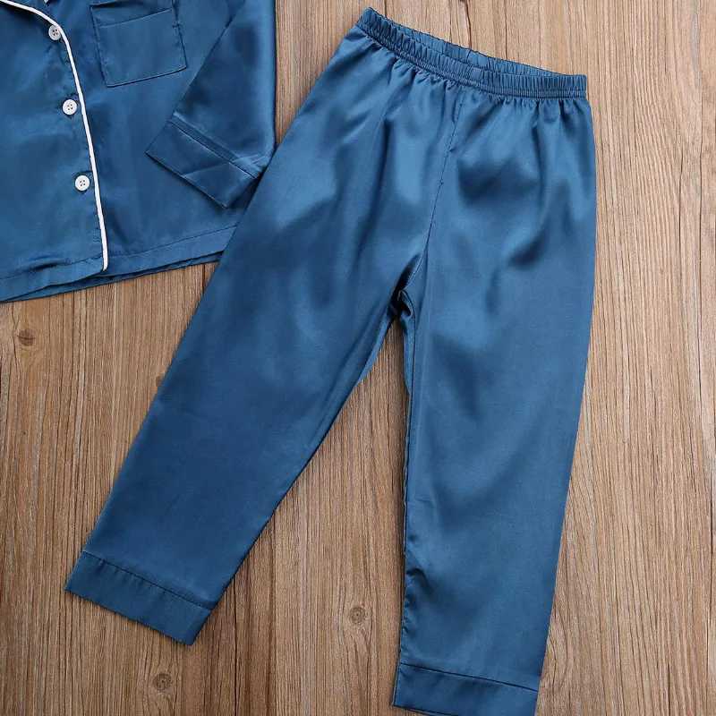 Осенняя Шелковая пижама CANIS для маленьких мальчиков и девочек с длинным рукавом