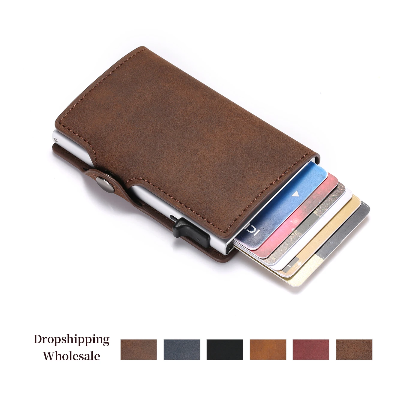 RFID держатель для карт винтажный бумажник мужской автоматический алюминиевый