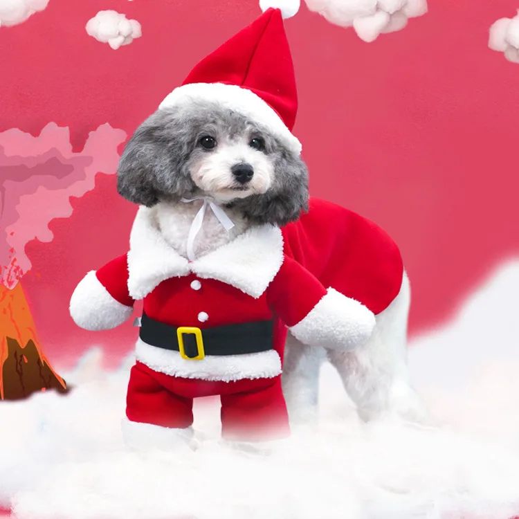 

Pet Xmas cosplay Winter Pet Funny Three-dimensional Dog Christmas Clothes Santa Claus Dog Standing Ropa De Navidad Para Mascotas