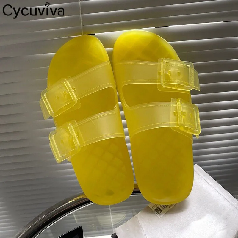 Женские сандалии-желе из ПВХ прозрачные сандалии на толстой подошве с пряжкой