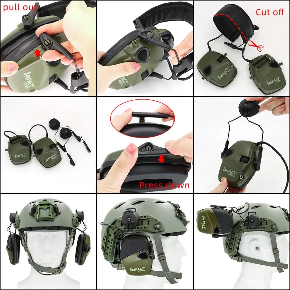 electronic earmuf arc ops core helmet rail adapter tactical headphone stand for howard leight impact sport hunt shooting headset free global shipping