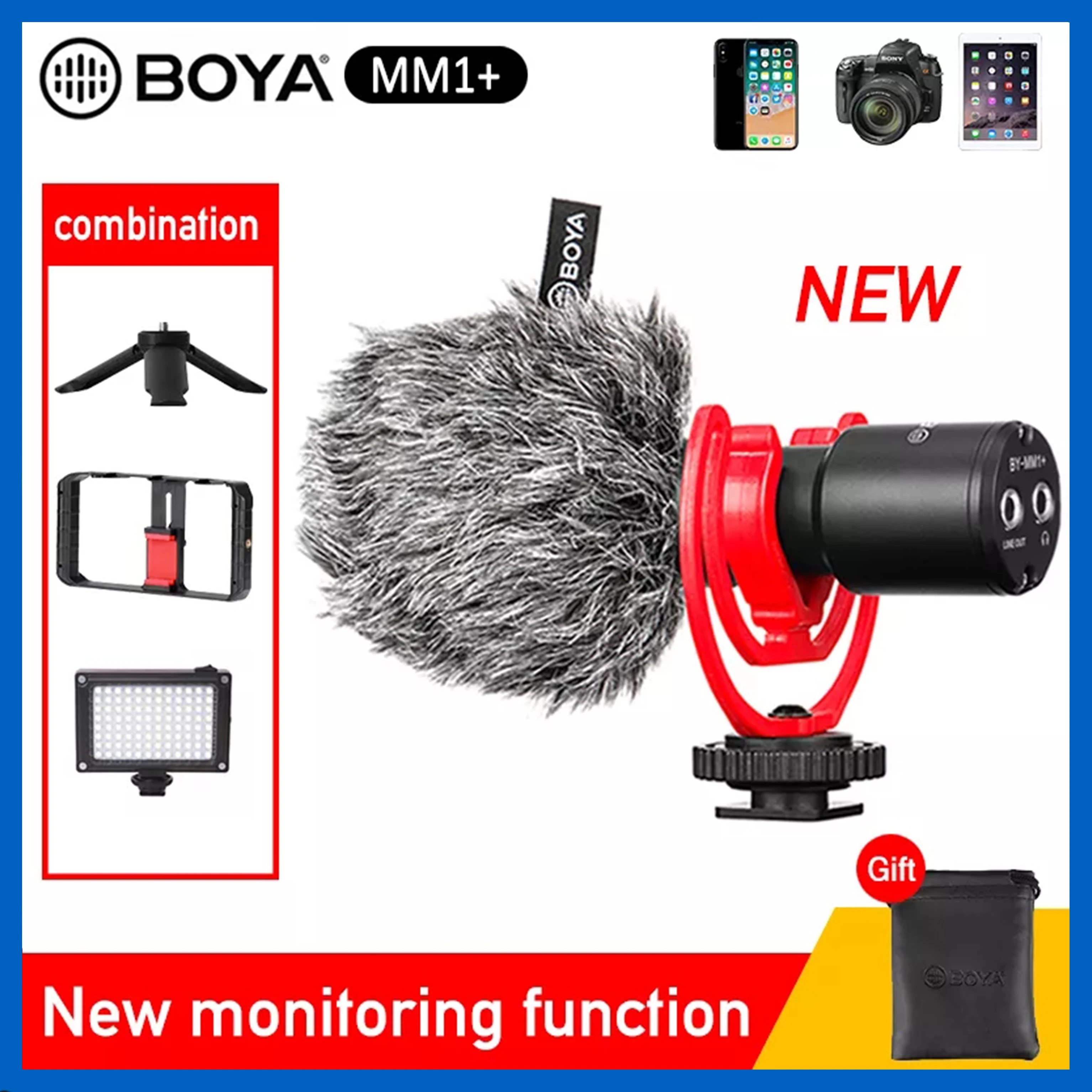 

BOYA BY-MM1+Video Record Microphone for DSLR Camera Super-Cardioid Condensator Shotgun Mic for iPhone Smartphone Pocket Youtube