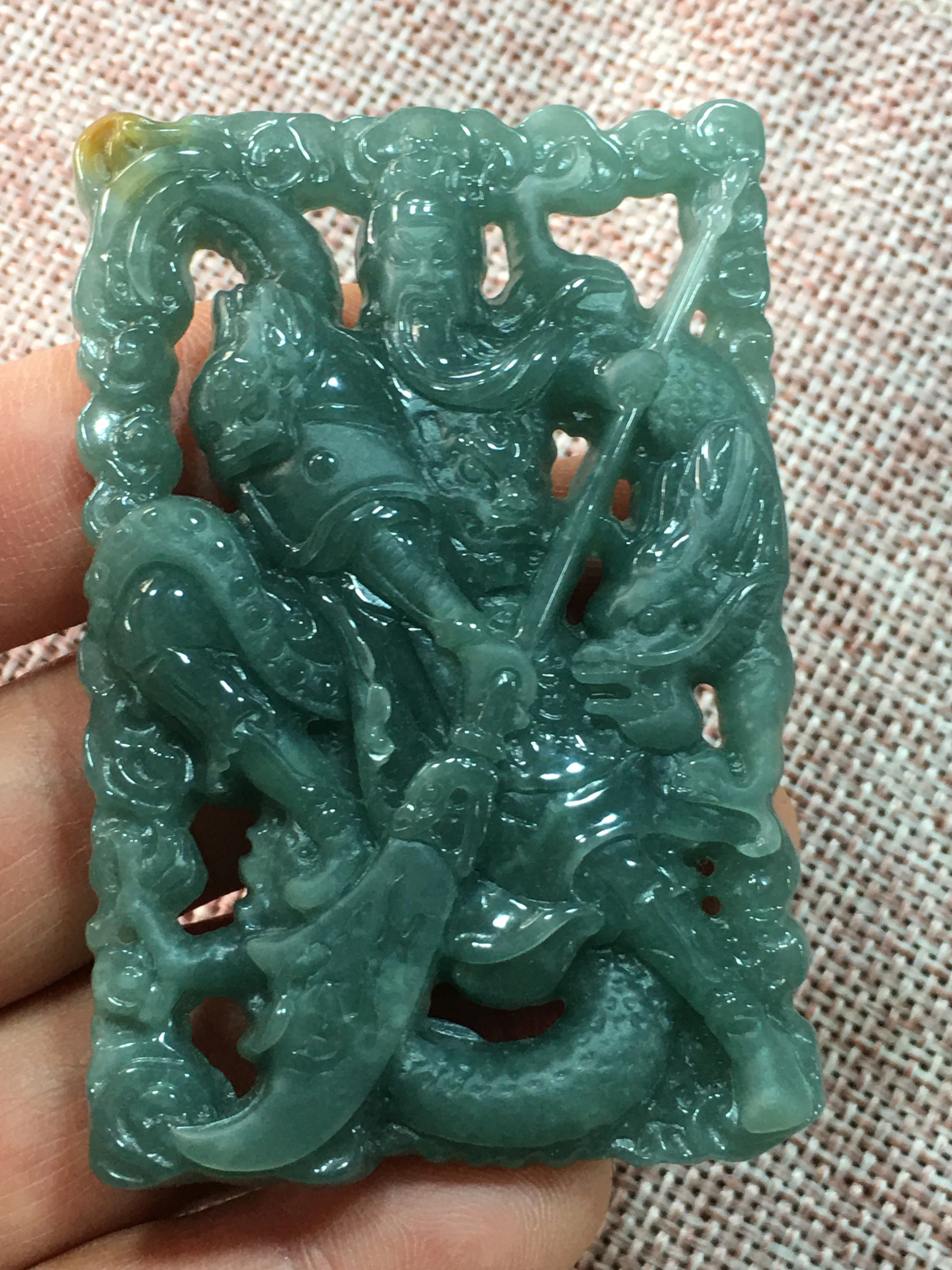 

Natural Myanmar jade A HandCarved guan gong jadeite jade emperor green jade pendant jade necklace pendants jewelry necklaces