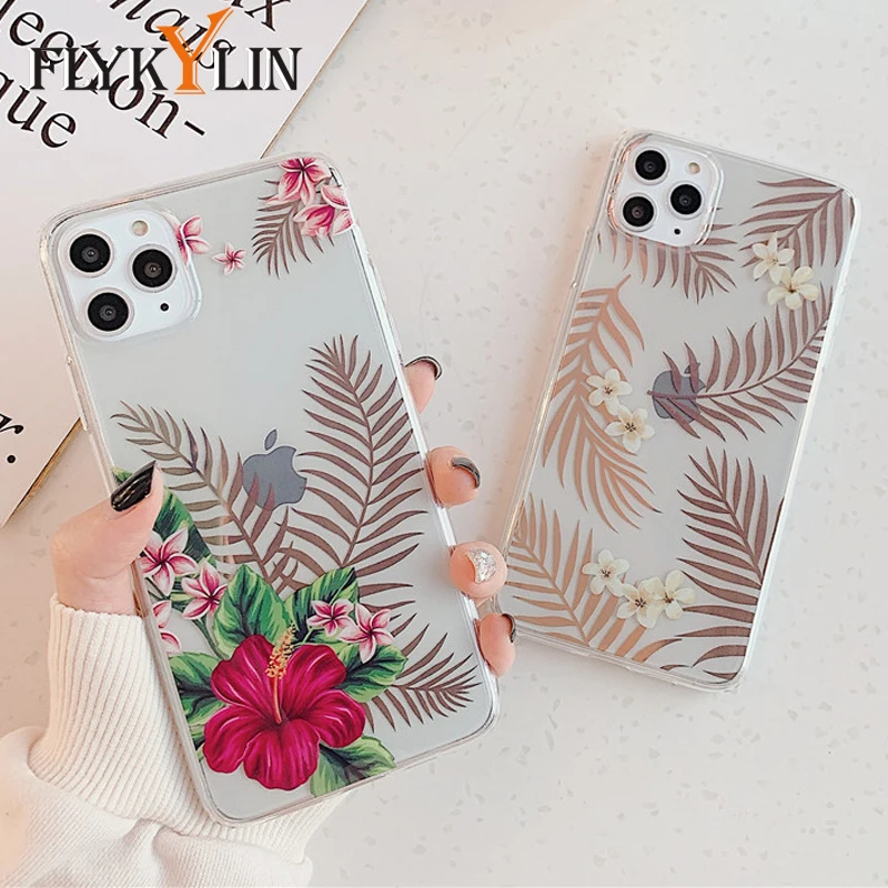 FLYKYLIN Роскошный чехол для телефона с цветами и листьями iphone 11 Pro Max XS XR X 7 8 Plus задняя
