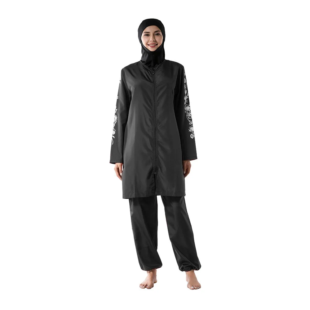 

Women's Conservative Loose Zipper Middle East Women's Thin Sportswear Burkini Muslim Swimwear Bathing Suit Hijab Swimsuit