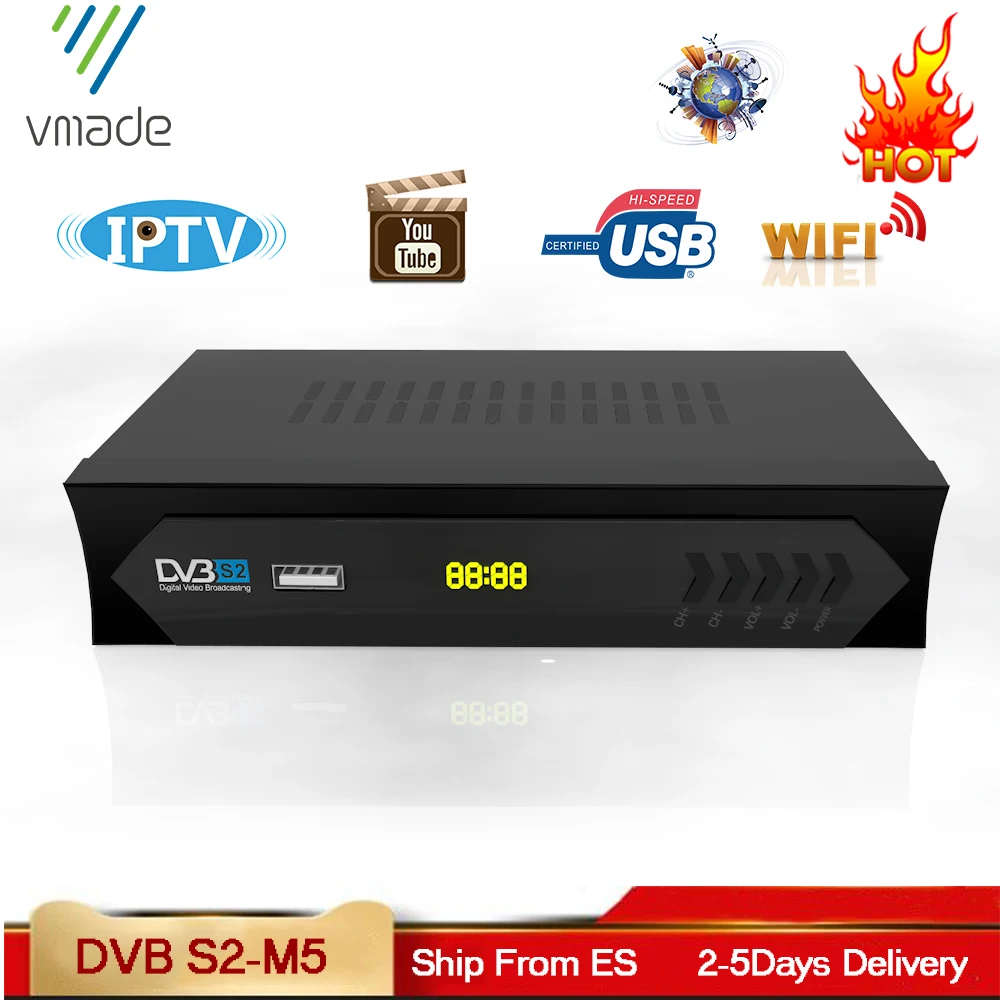 Vmade DVB S2 Цифровой ТВ приставка спутниковый приемник тюнер Поддержка CCCAM Cline WiFi Youtube PowerVu ключ декодер DVB S2 приемник HD