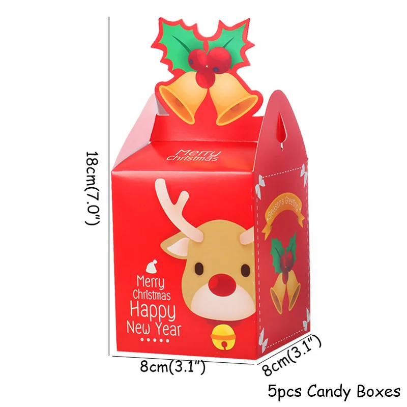 5pcs Paper Box Рождественские украшения для дома веселая Рождественская елка рождественские украшения Санта Снеговик Noel Navidad год Natal - Цвет: 5pcs Paper Box
